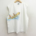 【中古】古着 ビンテージ ヴィンテージ ノースリーブTシャツ メンズ 90年代 90s ラフティング サイン入り コットン クルーネック 丸首 USA製 アメリ...