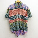 【中古】古着 半袖シャツ レディース 90年代 90s 花 葉 総柄 コットン 緑他 グリーン 中古 ブラウス トップス | 春夏 春物 春服 秋冬 秋物 秋服...