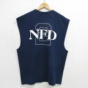 【中古】古着 ヘインズ Hanes ノースリーブTシャツ メンズ 00年代 00s 消防士 NFD 大きいサイズ 2L LL ビッグシルエット ゆったり ビッグ...
