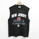 【中古】古着 リー Lee ノースリーブ ビンテージ ヴィンテージTシャツ メンズ 00年代 00s NHL ニュージャージーデビルス コットン クルーネック ...