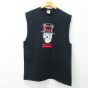 【中古】古着 ビンテージ ヴィンテージ ノースリーブTシャツ メンズ 00年代 00s スカル TATER REDS コットン クルーネック 丸首 黒 ブラック...