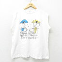 【中古】古着 ノースリーブ ビンテージ ヴィンテージTシャツ メンズ 90年代 90s 女性 犬 大きいサイズ 2L LL ビッグシルエット ゆったり ビッグサ...