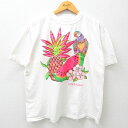 【中古】古着 半袖 ビンテージ ヴィンテージTシャツ メンズ 90年代 90s スイカ パイナップル クルーネック 丸首 白 ホワイト XLサイズ 中古 | 春夏 夏物 夏服 ヴィンテージTシャツ メンズファッション カットソー ティーシャツ ティシャツ メンズTシャツ 半袖 5OF
