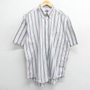 【中古】古着 ドッカーズ 半袖シャツ メンズ 90年代 90s ワンポイントロゴ コットン ボタンダウン グレー ストライプ XLサイズ 中古 トップス | 春...