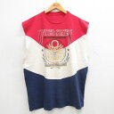 【中古】古着 ビンテージ ヴィンテージ ノースリーブTシャツ メンズ 90年代 90s ワシントンDC ワシ マルチカラー クルーネック 丸首 赤他 レッド X...