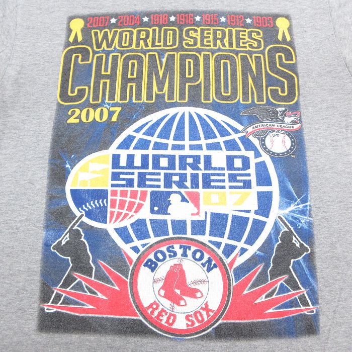 【中古】古着 半袖 ビンテージ ヴィンテージTシャツ メンズ 00年代 00s MLB ボストンレッドソックス ワールドシリーズ クルーネック 丸首 グレー 霜降り メジャーリーグ ベースボール 野球 Mサイズ 中古 | 春夏 夏物 夏服 ヴィンテージTシャツ メンズファッシ