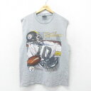 【中古】古着 リー Lee ノースリーブ ビンテージ ヴィンテージTシャツ メンズ 90年代 90s NFL ピッツバーグスティーラーズ クルーネック 丸首 グ...
