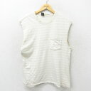 【中古】古着 ギャップ GAP ノースリーブ ビンテージ ヴィンテージTシャツ メンズ 00年代 00s 胸ポケット付き コットン クルーネック 丸首 薄ベージ...