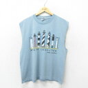 【中古】古着 ヘインズ Hanes ノースリーブ ビンテージ ヴィンテージTシャツ メンズ 90年代 90s 灯台 クルーネック 丸首 薄紺 ネイビー Lサイズ...