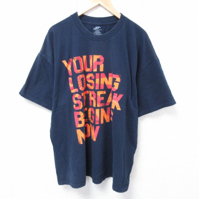 Rakuten - 【中古】古着 STREAK 半袖Tシャツ メンズ XLサイズ 紺 ネイビー クルーネック コットン 大きいサイズ ビッグシルエット アメカジ ストリート カジュアル 24jul05 5OF