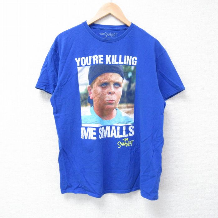 樂天商城 - 【中古】古着 半袖Tシャツ メンズ 映画 サンドロット コットン クルーネック 丸首 青 ブルー Lサイズ 中古 中古メンズ半袖プリントキャラクター