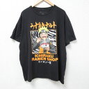 【中古】古着 半袖Tシャツ メンズ アニメ NARUTO ナルト疾風伝 大きいサイズ 2L LL ビッグシルエット ゆったり ビッグサイズ オーバーサイズ コットン クルーネック 丸首 黒 ブラック XLサイズ 中古 中古メンズ半袖プリントキャラクター