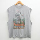 【中古】古着 ビンテージ ヴィンテージ ノースリーブTシャツ メンズ 00年代 00s Red Neck ロッジ クルーネック 丸首 グレー 霜降り XLサイズ...