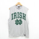 【中古】古着 ジャンスポーツ ビンテージ ヴィンテージ ノースリーブ ヴィンテージTシャツ メンズ 90年代 90s ノートルダム アイリッシュ クルーネック ...