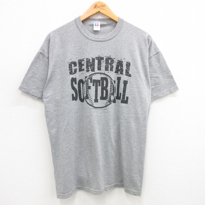 Other - 【中古】古着 ラッセル 00s 半袖Tシャツ メンズ XLサイズ グレー 霜降り ソフトボール クルーネック アメカジ ストリート カジュアル きれいめ ヴィンテージ 24jul08 5OF