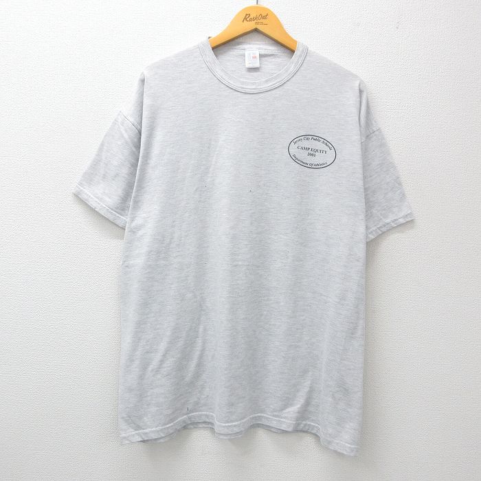 【中古】古着 ラッセル 半袖 ビンテージ ヴィンテージTシャツ メンズ 00年代 00s ジャージーシティ Schools 大きいサイズ 2L LL ビッグシルエット ゆったり ビッグサイズ オーバーサイズ クルーネック 丸首 薄グレー 霜降り XLサイズ 中古 | 春夏 夏物 夏服