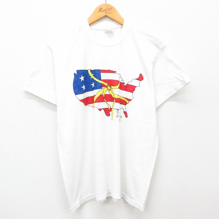 乐天商城 - 【中古】古着 半袖 ビンテージ ヴィンテージTシャツ メンズ 90年代 90s 星条旗 湾岸戦争 クルーネック 丸首 USA製 アメリカ製 白 ホワイト Lサイズ 中古 | 春夏 夏物 夏服 ヴィンテージTシャツ メンズファッション カットソー ティーシャツ ティシャツ メンズ