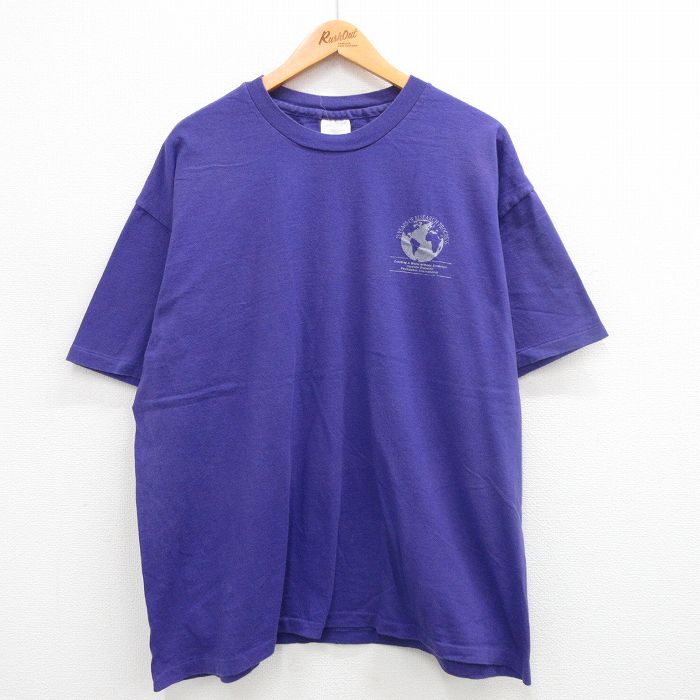 STREET - 【中古】古着 00s ヴィンテージTシャツ メンズ XLサイズ 紫 クルーネック コットン 大きいサイズ ビッグシルエット プリント 半袖 アメカジ ストリート カジュアル 24jul10