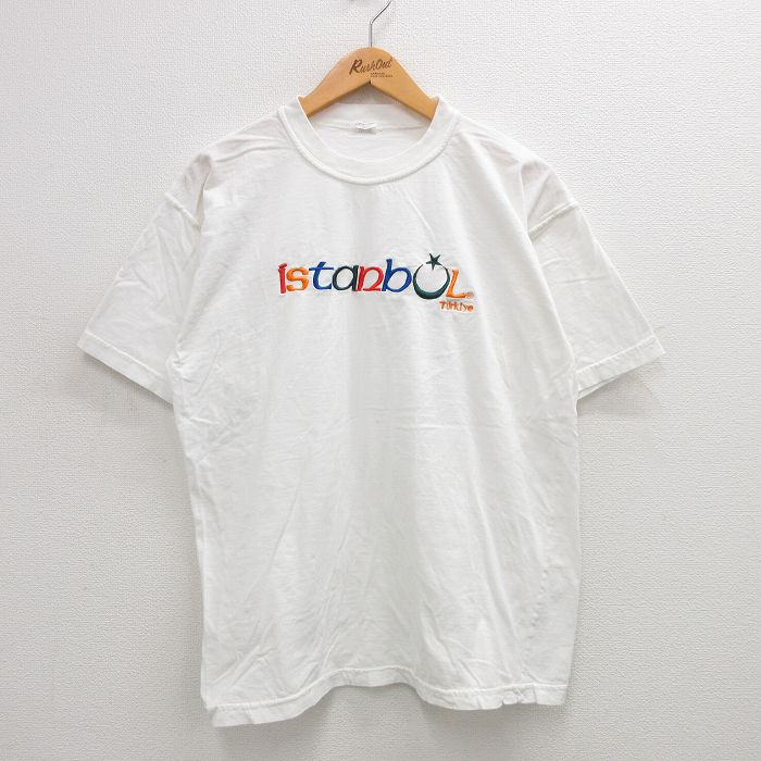 Rakuten - 【中古】古着 00s ヴィンテージTシャツ メンズ Lサイズ 白 イスタンブール コットン クルーネック ビッグシルエット アメカジ ストリート カジュアル きれいめ 24jul11