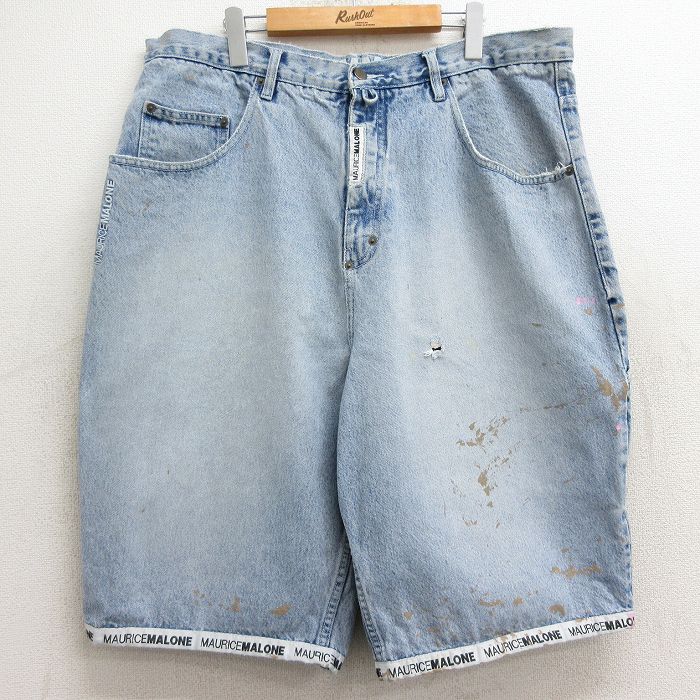 Short, Half Pants - 【中古】古着 デニムショートパンツ メンズ W38 ネイビー コットン ハーフパンツ ボトムス カジュアル 春夏 アメカジ ストリート きれいめ ヴィンテージ レトロ オールド