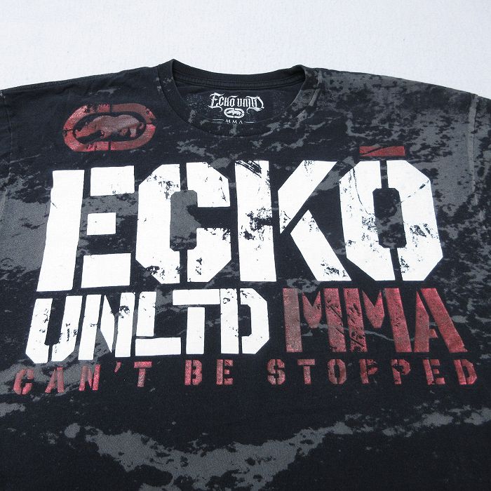 【中古】古着 エコー ECHO 半袖 ブランドTシャツ メンズ ビッグロゴ コットン クルーネック 丸首 黒他 ブラック XLサイズ 中古 | 春夏 夏物 夏服 メンズファッション カットソー ティーシャツ ティシャツ メンズTシャツ 半袖Tシャツ 半袖ティーシャツ カジュ 5OF
