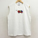 【中古】古着 ジャージーズ ビンテージ ヴィンテージ ノースリーブTシャツ メンズ 90年代 90s クマ 刺繍 コットン クルーネック 丸首 USA製 アメリ...