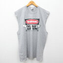 【中古】古着 ビンテージ ヴィンテージ ノースリーブTシャツ メンズ 00年代 00s WARNING 大きいサイズ 2L LL ビッグシルエット ゆったり ビ...
