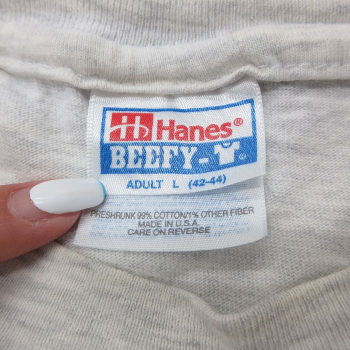 【中古】古着 ヘインズ Hanes 半袖 ビンテージ ヴィンテージTシャツ メンズ 90年代 90s BARNARD クルーネック 丸首 USA製 アメリカ製 薄グレー 霜降り Lサイズ 中古 | 春夏 夏物 夏服 ヴィンテージTシャツ メンズファッション カットソー ティーシャツ ティシ 5OF