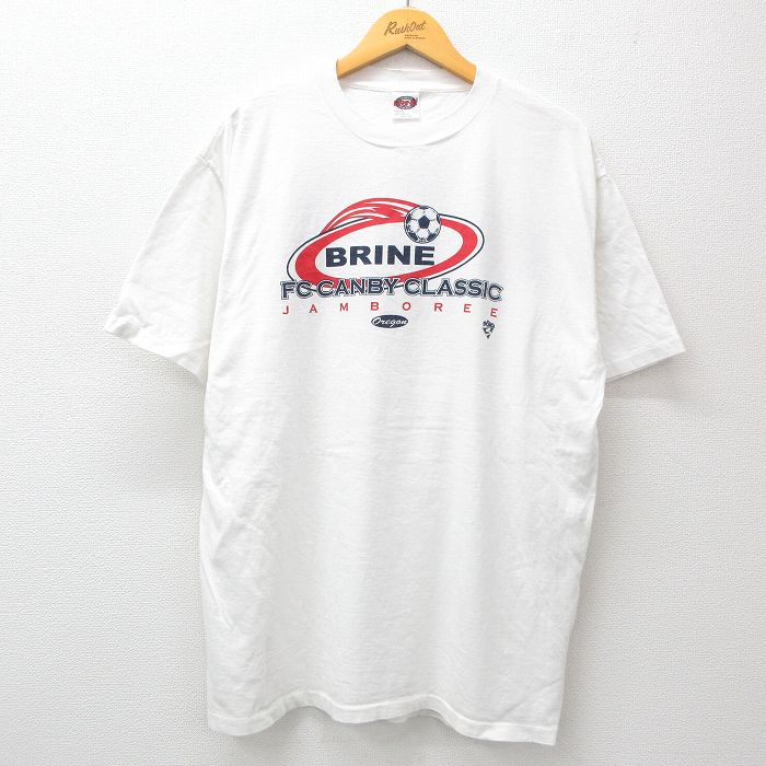 【中古】古着 90s 半袖Tシャツ メンズ ホワイト XLサイズ サッカーボール プリント 90年代 ヴィンテージ カジュアル アメカジ ストリート きれいめ ヴィンテージ レトロ オールド
