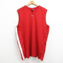 【中古】古着 ナイキ NIKE ノースリーブTシャツ メンズ ワンポイントロゴ センタースウォッシュ メッシュ地 大きいサイズ 2L LL ビッグシルエット ゆ...