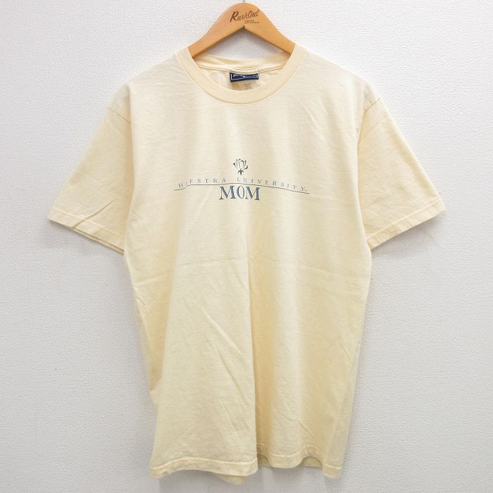 【中古】古着 ジャンスポーツ 半袖 ビンテージ ヴィンテージTシャツ メンズ 00年代 00s ホフストラ大学 コットン クルーネック 丸首 薄黄 イエロー Lサイズ 中古 | 春夏 夏物 夏服 ヴィンテージTシャツ メンズファッション カットソー ティーシャツ ティシャ