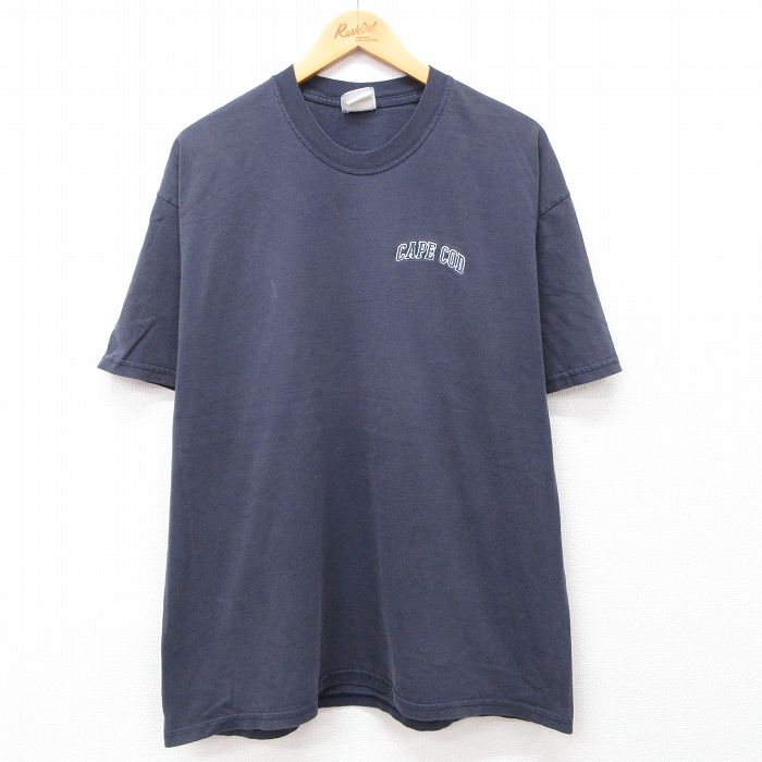 【中古】古着 リー Lee 半袖 ビンテージ ヴィンテージTシャツ メンズ 00年代 00s ケープコッド 大きいサイズ 2L LL ビッグシルエット ゆったり ビッグサイズ オーバーサイズ コットン クルーネック 丸首 紺 ネイビー XLサイズ 中古 | 春夏 夏物 夏服 ヴィンテ