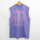 【中古】古着 ジャージーズ ビンテージ ヴィンテージ ノースリーブTシャツ メンズ 90年代 90s ネイティブ柄 ラグ柄 アリゾナ コットン クルーネック 丸...