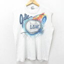 【中古】古着 ビンテージ ヴィンテージ ノースリーブTシャツ メンズ 90年代 90s バレーボール ハンドペイント エアブラシ コットン クルーネック 丸首 ...