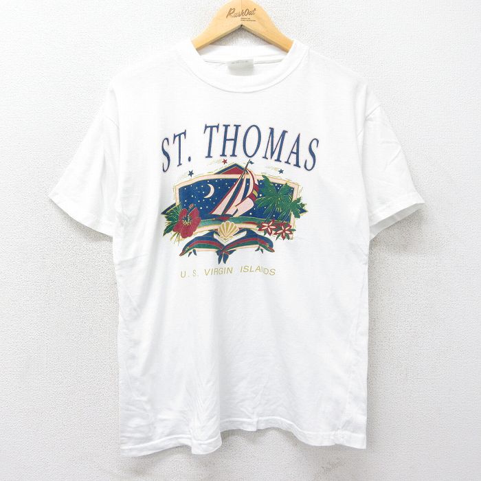 樂天商城 - 【中古】古着 半袖 ビンテージ ヴィンテージTシャツ メンズ 00年代 00s セントトーマス コットン クルーネック 丸首 白 ホワイト XLサイズ 中古 | 春夏 夏物 夏服 ヴィンテージTシャツ メンズファッション カットソー ティーシャツ ティシャツ メンズTシャツ