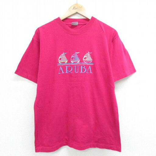 【中古】古着 半袖 ビンテージ ヴィンテージTシャツ メンズ 00年代 00s ARUBA 刺繍 コットン クルーネック 丸首 濃ピンク Lサイズ 中古 | 春夏 夏物 夏服 ヴィンテージTシャツ メンズファッション カットソー ティーシャツ ティシャツ メンズTシャツ 半袖Tシ 【中古】古着 半袖 ビンテージ ヴィンテージTシャツ メンズ 00年代 00s ARUBA 刺繍 コットン クルーネック 丸首 濃ピンク Lサイズ 中古 | 春夏 夏物 夏服 ヴィンテージTシャツ メンズファッション カットソー ティーシャツ ティシャツ メンズTシャツ 半袖Tシ