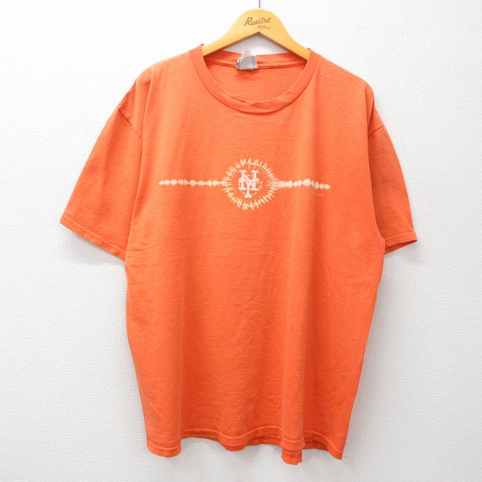古着 リー Lee 00s NFL ニューヨークメッツ 半袖Tシャツ メンズ XLサイズ オレンジ コットン クルーネック アメフト ストリート アメカジ カジュアル 24jul17 5OF
