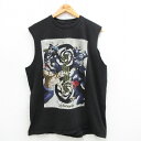 【中古】古着 ノースリーブTシャツ メンズ アニメ 呪術廻戦 虎杖悠仁 コットン クルーネック 丸首 黒 ブラック 【spe】 XLサイズ 中古 春夏 夏物 夏...