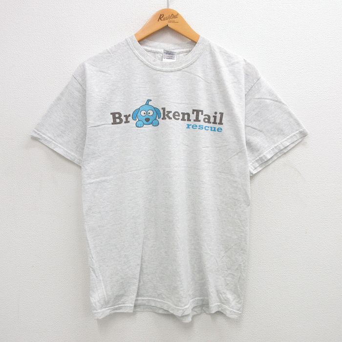 乐天商城 - 【中古】古着 半袖 ビンテージ ヴィンテージTシャツ メンズ 00年代 00s 犬 レスキュー クルーネック 丸首 薄グレー 霜降り Mサイズ 中古 | 春夏 夏物 夏服 ヴィンテージTシャツ メンズファッション カットソー ティーシャツ ティシャツ メンズTシャツ 半袖Tシ