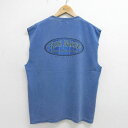 【中古】古着 ノースリーブTシャツ メンズ FISH MAKED コットン クルーネック 丸首 薄紺 ネイビー 霜降り XLサイズ 中古 春夏 夏物 夏服 メン...