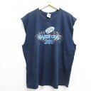 【中古】古着 ノースリーブTシャツ メンズ ミラーライト ビール マルディグラ 大きいサイズ 2L LL ビッグシルエット ゆったり ビッグサイズ オーバーサイ...