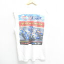【中古】古着 ビンテージ ヴィンテージ ノースリーブTシャツ メンズ 00年代 00s バイク マツダ コットン クルーネック 丸首 白 ホワイト XLサイズ ...