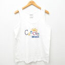 【中古】古着 ビンテージ ヴィンテージ タンクトップ メンズ 00年代 00s カンクン メキシコ 刺繍 コットン クルーネック 丸首 白 ホワイト Lサイズ ...