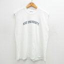 【中古】古着 All Sport ビンテージ ヴィンテージ ノースリーブTシャツ メンズ 90年代 90s ライス 大学 コットン クルーネック 丸首 白 ホワ...