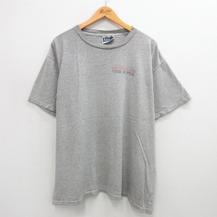 【中古】古着 90s 半袖Tシャツ メンズ グレー XLサイズ ヘルメット ビッグプリント...