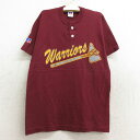 【中古】古着 ラッセル 半袖 ビンテージ ヴィンテージTシャツ キッズ ボーイズ 子供服 00年代 00s WARRIARS ヘンリーネック エンジ | 春夏 春物 春服 秋冬 秋物 秋服 女の子 子ども服 こども服 カジュアル ファッション おしゃれ かわいい