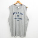 【中古】古着 アディダス adidas ビンテージ ヴィンテージ ノースリーブTシャツ メンズ 00年代 00s MLB ニューヨークヤンキース ワンポイントロ...
