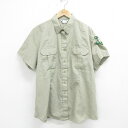 【中古】古着 半袖 ワークシャツ レディース 90年代 90s US 大きいサイズ 2L LL ビッグシルエット ゆったり ビッグサイズ オーバーサイズ USA製 アメリカ製 薄緑 グリーン 中古 ブラウス トップス | 春夏 春物 春服 秋冬 秋物 秋服 カジュアル レディースファ