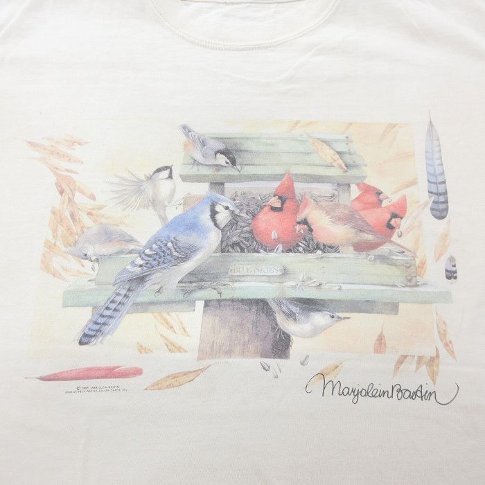 【中古】古着 半袖 ビンテージ ヴィンテージTシャツ メンズ 90年代 90s 鳥 クルーネック 丸首 白 ホワイト XLサイズ 中古 | 春夏 夏物 夏服 ヴィンテージTシャツ メンズファッション カットソー ティーシャツ ティシャツ メンズTシャツ 半袖Tシャツ 半袖ティ