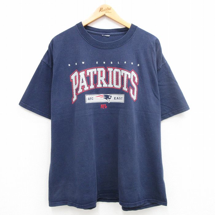 【中古】古着 00s NFL ニューイングランドペイトリオッツ Tシャツ メンズ XLサイズ 紺 アメフト スーパーボウル クルーネック アメカジ ストリート カジュアル 24jul27 5OF